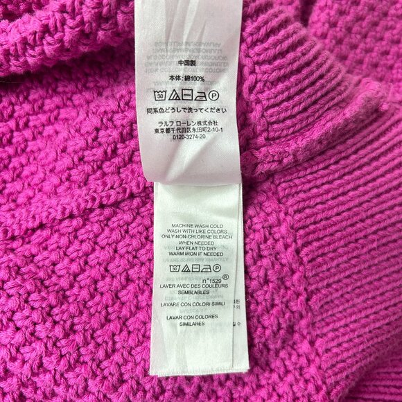 Lauren Ralph Lauren Fuchsia Textured 100% Cotton Sweater Knit – Women’s Small - Picture 8 of 9